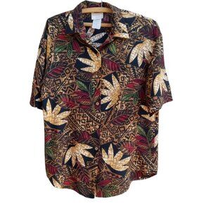 Bobbie Brooks vintage tropical polynesian blouse sz S 8/10
